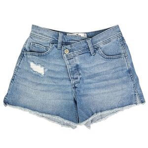 Hollister Curvy High Rise Vintage Crossover Jean Shorts Medium Wash Size 5 / 27